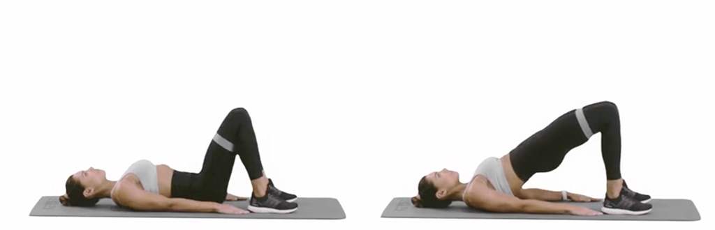 저항 밴드가있는 둔근 다리