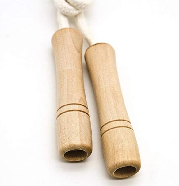 아이 들을 위한 코 튼 꼰 나무 손잡이 줄넘기 아이 들을 위한 코 튼 꼰 나무 손잡이 줄넘기