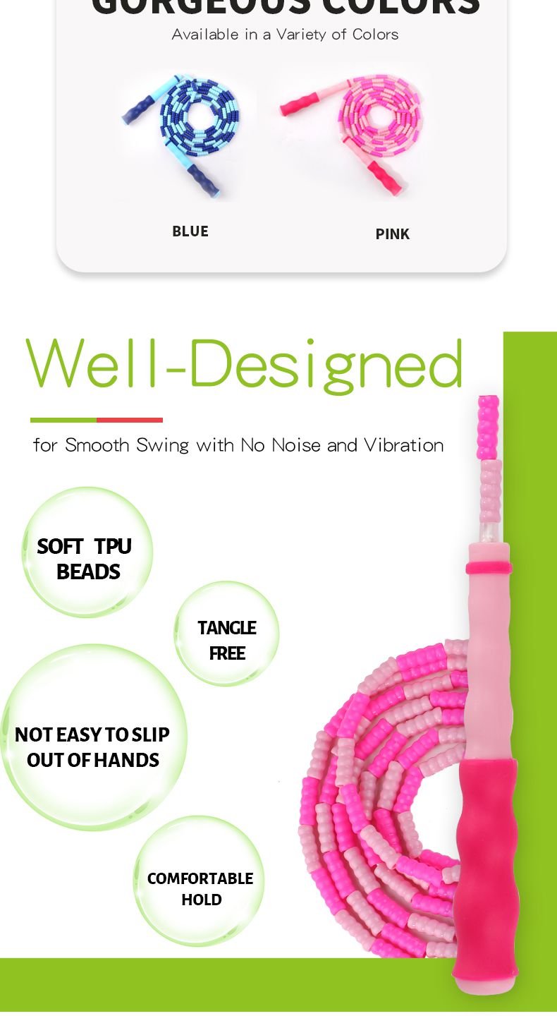 연약한 구슬로 만드는 자유로운 분단된 건너뛰는 밧줄 연약한 구슬로 만드는 자유로운 분단된 건너뛰는 밧줄