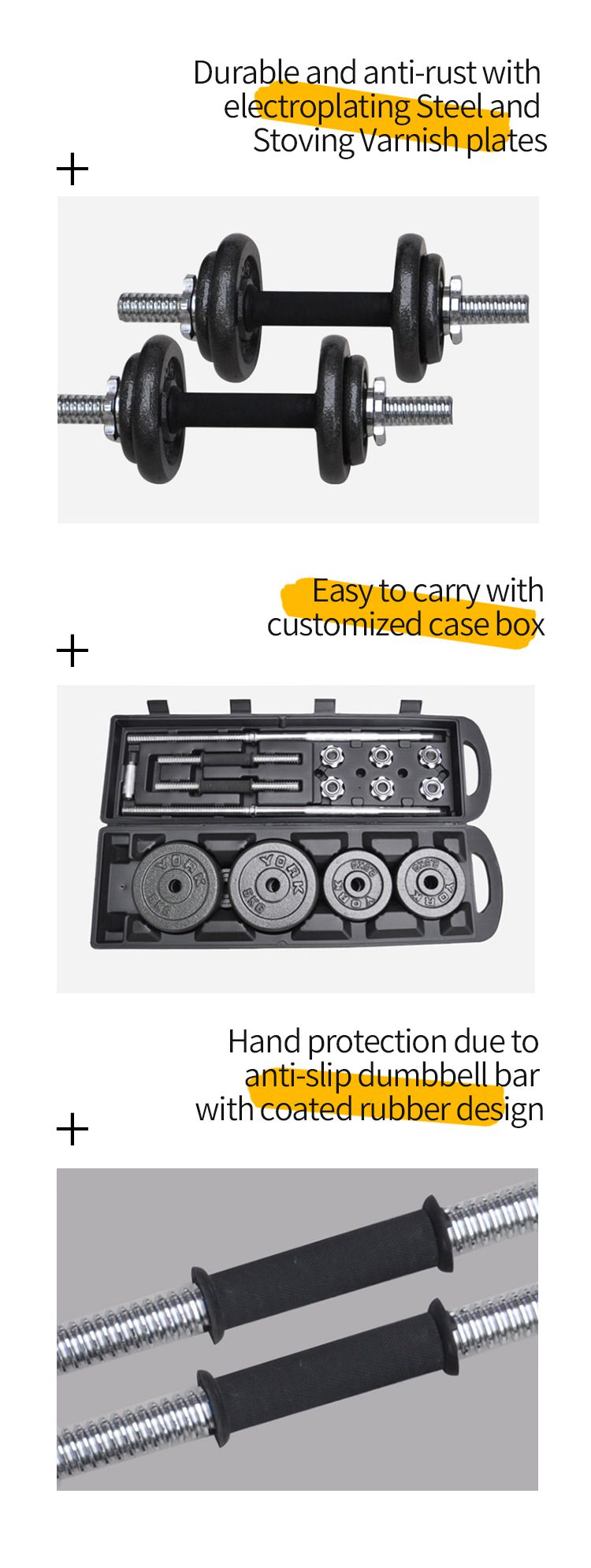 도매 다기능 철 캐스트 페인트 덤벨 바벨 키트