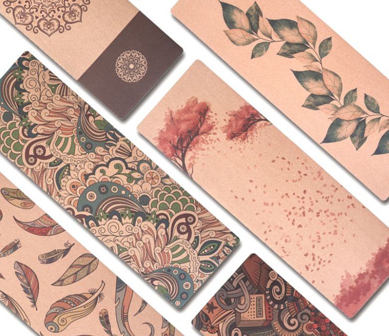 식물 인쇄 천연 코르크 고무 요가 매트